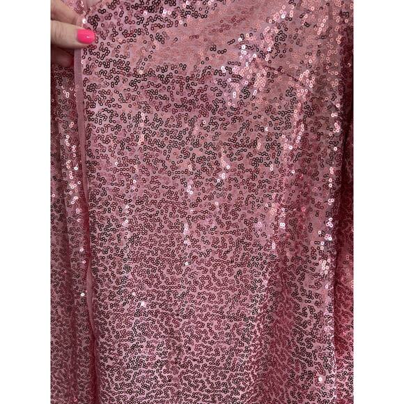 KANCY KOLE Pink All Over Sequin Open Front Cardigan Jacket Blazer Sz L - Picture 6 of 11